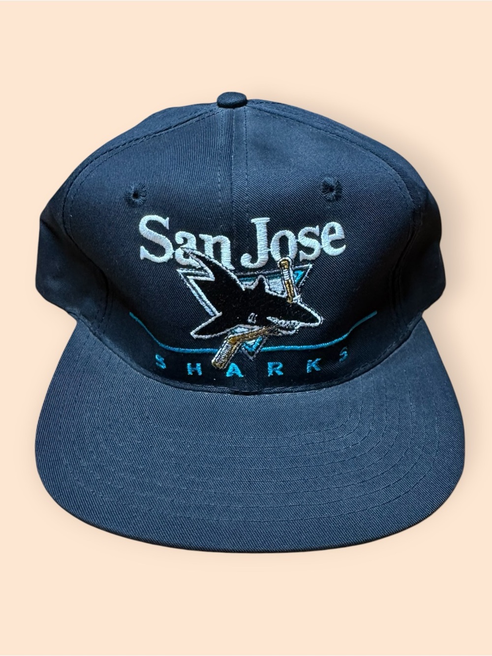 Vintage San Jose Sharks 1990s SnapBack Hat Twins Enterprise Black NHL 90s Vtg